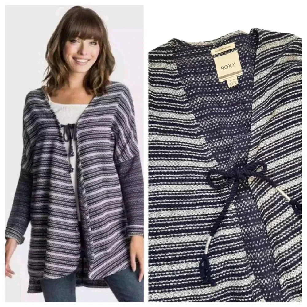 Roxy Tie Front Cardigan Boho Beach Coverup Womens Size M